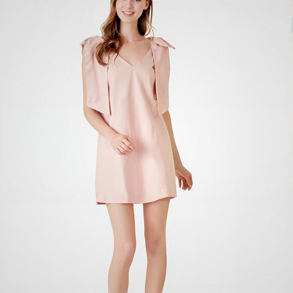 FORE New York & Company Women’s Pink Shoulder Bow Party Mini Dress Size S - Picture 1 of 12